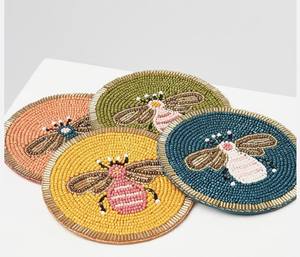 New Collection HANDMADE Beautiful Glass Beaded <b>Round</b> Table Coasters Made With Love And Care - Product Image 4