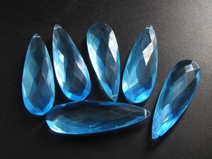 Tanzanite Blue Quartz Faceted Teardrop Glass <b>Beads</b> 30x10mm Matched Pair Jewelry Supplies - Product Image 5