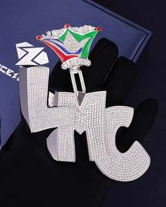 Pendentif Lettre Moissanite Tendance Personnalisé Hip Hop VVS Iced Charms Argent 925 - Product Image 2