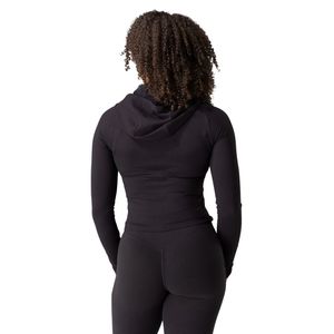 Women's Black Full Zip Performance Hoodie Long Sleeve Lightweight Stretch <b>Workout</b> Running Gym Fitness Activewear Sports <b>Jacket</b> - Product Image 6