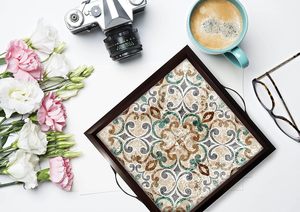 Top Selling Serving Decor <b>Square</b> Serving Trays with Simple Sticker Design for Dinning <b>Table</b> Home and Office Multipurpose Gift - Product Image 3