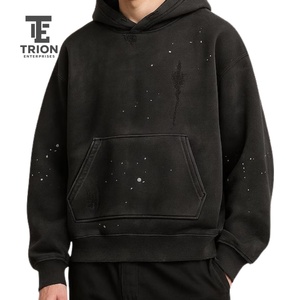 เสื้อฮู้ดดี้ผู้ชายสไตล์วินเทจ ขาดๆ แบบสตรีทแวร์ ผ้าฟลีซ ทรงโอเวอร์ไซส์ มีฮู้ด แฟชั่น รับสกรีนโลโก้ สั่งซื้อจำนวนมากได้ - Product Image 5