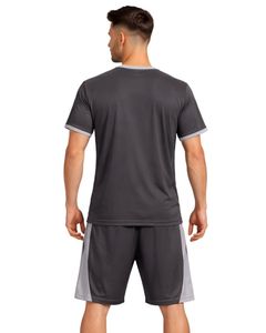 ชุดเสื้อยืดกีฬาและกางเกงขาสั้นสีเทาเข้มและสีเทาอ่อนสำหรับผู้ชาย ระบายอากาศได้ดี แห้งเร็ว เหมาะสำหรับออกกำลังกาย วิ่ง และฝึกซ้อม - Product Image 6