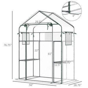 Mini Serra Moderna per Giardinieri Domestici, Facile da Montare con Struttura in Acciaio Zincato, PVC e Polietilene, Serra Walk-In - Product Image 5