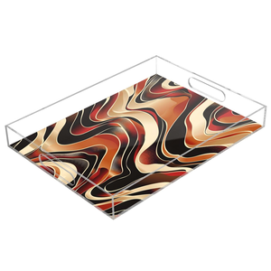 Rectangular Acrylic Printed Serving Storage Tray For Serving Beverages Snacks Breakfast Artistic Organizer Tray For <b>Coffee</b> <b>Table</b> - Product Image 3