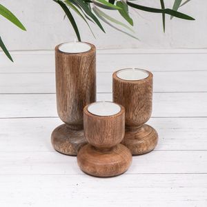 Support à bougies en bois artisanal pour une présentation décorative, porte-bougies en bois, lanternes, pots à bougies, RR Enterprises India - Product Image 6