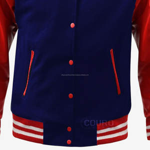 Vestes universitaires personnalisées OEM meilleure qualité laine Melton et manches en cuir de vachette véritable grain supérieur broderies personnalisées - Product Image 5