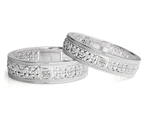 925 Sterling Silver Silver Plated Ornate <b>Couple</b> <b>Rings</b> - Product Image 1