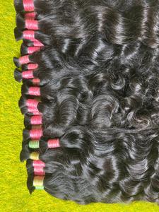 Najir Hair Hub Extensions de cheveux humains vierges indiens Remy, double trame machine, ondulation naturelle, boucles crépues, ondulation profonde, noir, 100g, Logo - Product Image 2