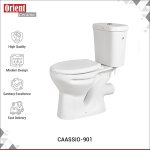 Distribuidor confiable de origen indio que vende inodoros de dos piezas, modernos y elegantes, de suelo, redondos, para baño, en venta. - Product Image 2