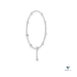 12.06 CT White Gold Oval Lab Grown Diamond <b>Statement</b> <b>Necklace</b> in 18K Solid Gold, Multi-Shape Fancy Cut Diamond Drop <b>Necklace</b> - Product Image 2