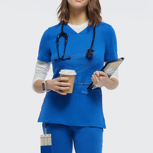Tenues d'infirmières professionnelles pour femmes, tissu tricoté léger et extensible, haute qualité, usage hospitalier - Product Image 4