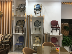 French Style Aluminum <strong>Ratan</strong> Bistro <strong>Chair</strong> for Cafe Restaurant Outdoor - Product Image 5