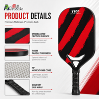 Pala de Pickleball de Fibra de Carbono T700, Núcleo de Panal de PP de 14mm, Diseño sin Bordes con Acabado Arenado para Entrenamiento, Logotipo Personalizado, Venta al por Mayor