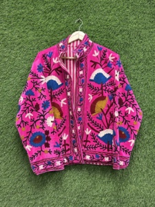 Bohemian <b>Velvet</b> Suzani Bomber Jacket Handmade Embroidery Vintage Floral Reversible Eco-Friendly 100% Cotton Winter Wholesale - Product Image 6
