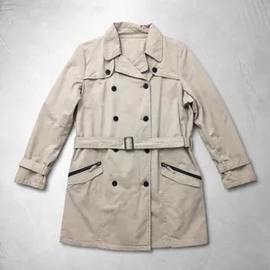 Damen Trenchcoat in Beige, Doppelreihig mit Gürtel, Mac-Jacke, Schlicht, Weich, Leichtgewichtig, Größen S-XXL - Product Image 1
