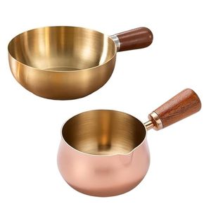 Mini chauffe-beurre et pot à lait en acier inoxydable, petite casserole avec poignée en bois pour le thé, le café, le beurre et les sauces - Product Image 6