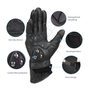 Gants de course en cuir premium, antidérapants, respirants, en tissu haute performance, design à doigts complets, coupe-vent pour sports à grande vitesse - Product Image 2