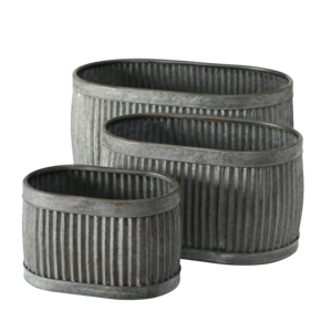 Rustic Galvanized Metal Planter Set With Handles Large Outdoor <b>Garden</b> Flower Bucket Pot Container Plant Box Wholesale Planters - Product Image 6