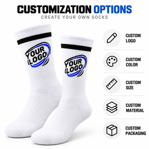 Chaussettes de sport personnalisées avec logo, marque privée, en coton, avec bord côtelé, chaussettes athlétiques décontractées, fabricant OEM ODM - Product Image 3