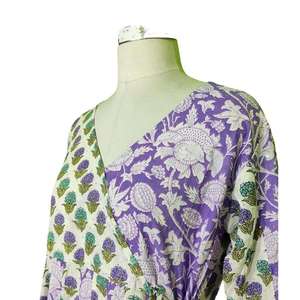 เดรสยาวลายดอกไม้ปะติดปะต่อ คอวี แขนยาว สไตล์โบฮีเมียน ทรงหลวม สวมใส่สบาย เหมาะสำหรับฤดูร้อน ขายส่ง - Product Image 1