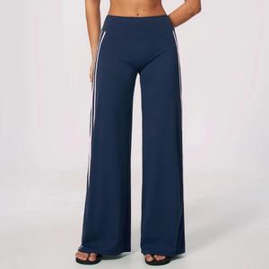 High Waist Full Length Wide Leg <b>Knitted</b> <b>Leggings</b> Solid Color Four-Way Stretch Breathable Letter Decoration Women's - Product Image 4