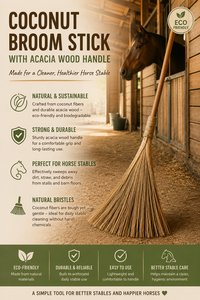 Balai de nettoyage pour écurie, écologique, en fibres de coco, avec manche en bois d'acacia, Vietchoice - Product Image 2