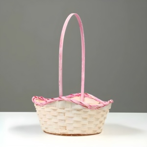 Luxury <b>bamboo</b> weave flower girl <b>basket</b> for wedding competitive price natural fiber <b>baskets</b> - Product Image 2