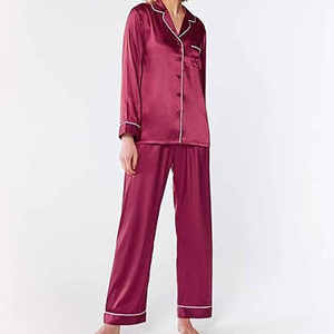 Women <b>Summer</b> Spring Autumn Solid Sleeping <b>Pyjama</b> Set Breathable Eco-Friendly 100% Silk Comfortable Soft Nightwear Home Wear - Product Image 3