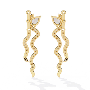 Boucles d'oreilles pendantes de luxe plaquées or 18 carats avec diamants taille poire, bijoux de mariage pour femme - Product Image 3