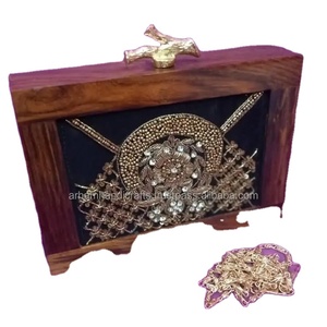 กระเป๋าคลัทช์ทำจากไม้ธรรมชาติทำด้วยมือสุดหรูทำด้วยมือสไตล์100% กระเป๋าสำหรับยามเย็นมีเอกลักษณ์พร้อมลวดลายทันสมัยสำหรับผู้หญิง - Product Image 1