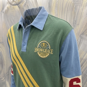 Maillot de baseball rayé à manches longues Snowgrace avec logo brodé, col rabattu, coupe classique, vêtements unisexes - Product Image 6