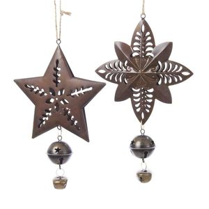 Adorno Navideño de Metal con Forma de Estrella, Decoración Tradicional Artesanal con Campanas - Product Image 1