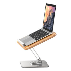 Natural Oak Wood Laptop <b>Stand</b> 360 Rotating Height Adjustable Desktop Holder <b>for</b> 17 Inch Notebook <b>Tablet</b> - Product Image 4