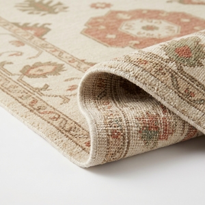 Wool Area Rug Persian Style Floral Geometric Hand Knotted Low Pile Non-<b>Slip</b> Floor <b>Mat</b> with Fringe for Living Room Bedroom Hotel - Product Image 4