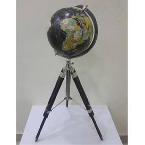 Mesa náutica con mapa del mundo, artículo de decoración de acabado cromado, Vintage - Product Image 1