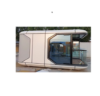 Mini-capsule spatiale blanche moderne, maison préfabriquée pour hôtel, avec verre, acier inoxydable et aluminium, garantie 5 ans, 1 chambre.