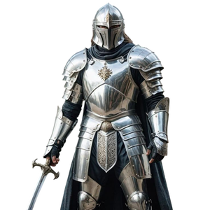 Armadura medieval de la mejor calidad, tipo Sugarloaf, en acero dulce de calibre 18, con acabado pulido, tamaño completo, aproximadamente 7 pies, con acabado pulido. - Product Image 1