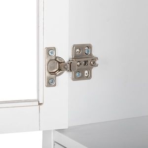 Libreria in MDF Bianco Stile Country Americano con Verniciatura a Spruzzo, Due Ante Superiori, Ripiano Centrale e Due Ante Inferiori - Product Image 4