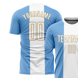 Camiseta de Fútbol Personalizada Estilo Argentino para Hombre, Manga Corta, Nombre y Número del Equipo Sublimados, Cuello Redondo, Poliéster Transpirable, Corte Regular - Product Image 3