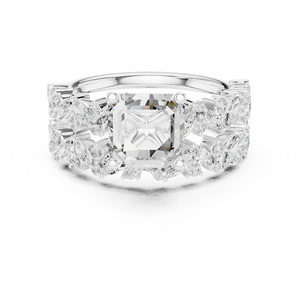 Anillo de Diamantes Cultivados en Laboratorio con Corte Múltiple de Lujo, Hecho de Oro Blanco Sólido de 14k, Joyería Bohemia de Alta Calidad Disponible al Precio Más Bajo - Product Image 1