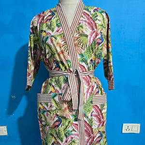 Kimono de algodón hecho a mano, bata ligera de algodón, batas de algodón suaves, ropa de descanso. - Product Image 1