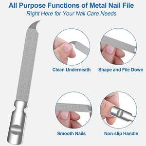 Ensemble de limes à ongles professionnelles en acier inoxydable double face avec options multi-grains pour des bords lisses et une mise en forme complète des ongles - Product Image 3