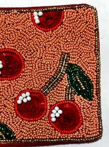 <b>Red</b> Rectangular Textile <b>Purse</b> With Gold Keychain Ring Zipper Closure - Product Image 5