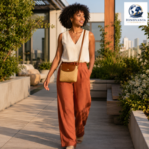 Sac messager écologique en jute tressé réglable XL pour femme avec chaînes et boutons, sac à bandoulière pour femme - Product Image 4