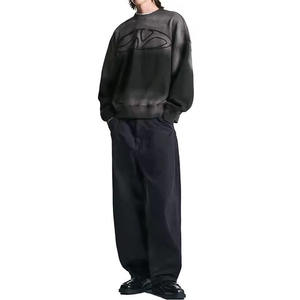 Sweat-shirt pour homme en coton de haute qualité, col rond, sans manches, hiver, logo personnalisé, molleton, streetwear, surdimensionné - Product Image 2