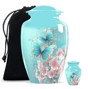 Artistic Butterfly Floral Cremation Urn Aluminum <b>Keepsake</b> Ashes Vessel <b>Memorial</b> Decorative Funeral Urn Custom Design - Product Image 5