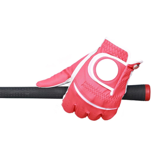 Guante de Golf de Cuero Rojo y Blanco con Costuras Rojas Antideslizante para Deportes al Aire Libre - Product Image 3