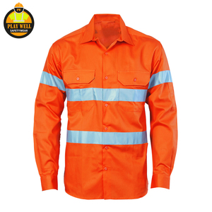 Hot Sale Hi Vis 100% Cotton <b>Working</b> Shirt With Reflective Workwear High Visibility Safety Hi Vis Long Sleeve <b>Working</b> Shirt - Product Image 4