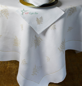 Mantel de Lino Bordado a Mano, Elegante y Lujoso, Tamaño Personalizado, Alta Calidad, Artesanía Tradicional de Punto de Cruz VNAP - Product Image 2